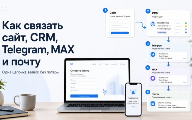 Как связать сайт, CRM, Telegram/MAX и почту