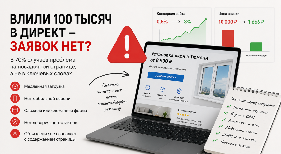 Почему реклама в Яндекс Директе не даёт заявок, если сайт плохой